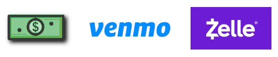 Cash, Venmo, Zelle